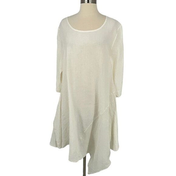bryn Walker Dresses & Skirts - NWT Bryn Walker M Light Linen Naida Tunic Dress White 3/4 Sleeve Asymmetric